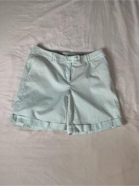 J. Jill Mint Aqua Cotton Cuffed Shorts